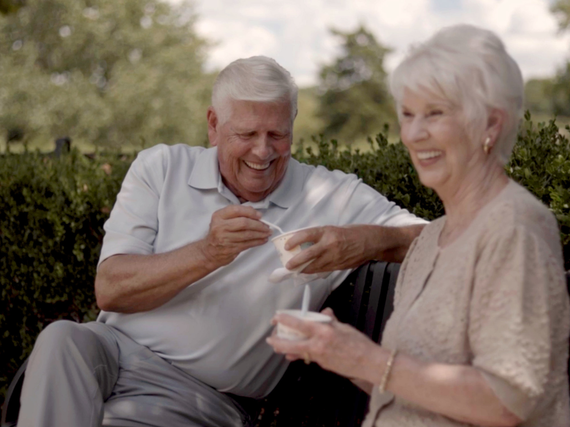 David and Marlene smiling enjoying ice cream together